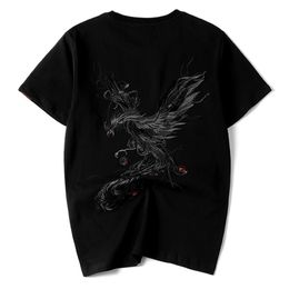 Chinese stijl Phoenix Geborduurde T-shirt heren katoen Halve mouw mode liefhebbers 'losse korte 210716