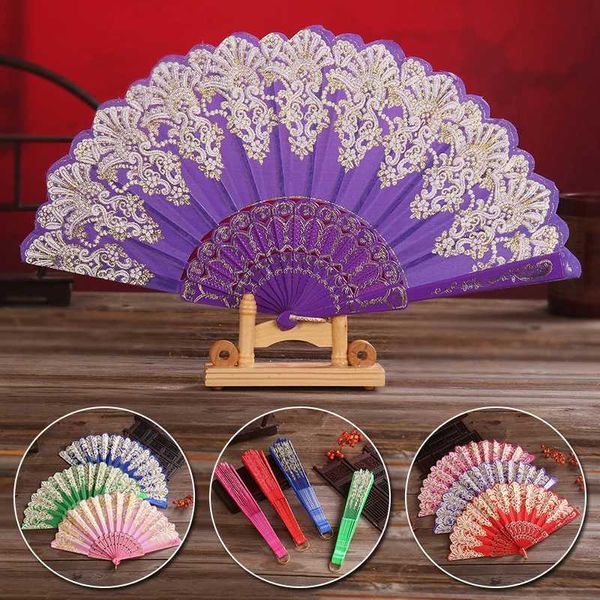 Produits de style chinois 1PC Retro Style chinois Gol Powner imprimé pliage ventilateur de mariage Festival Festival Plastique Fleur Fleur Hand Fan Fan Home Decoration