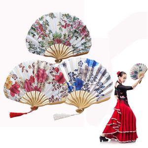 Chinese Style Products Éventail à lame de quille de 22 cm, pliable en bambou, en papier, Vintage, fête de danse chinoise, décoration de mariage, cadeau d'art