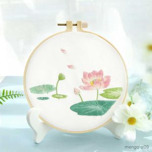 Produits de style chinois Antiquité Motif Broderie Starter Avec Instructions DIY Point De Croix Ensemble Fleurs Plante Estampillé Kits De Broderie Avec Cerceaux R230803