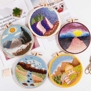 Produits de Style chinois, broderie de beaux paysages, bricolage avec montagnes enneigées, couture pour débutant, point de croix