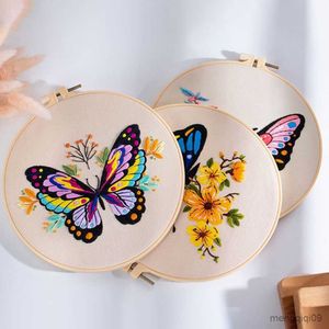 Produits de style chinois Papillon DIY Broderie Fleur Paysage Broderie Couture Kits Avec Cerceau Art Couture Point De Croix Broderie Cerceaux R230803