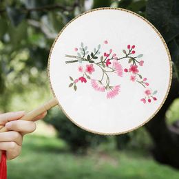 Produits de style chinois chinois bricolage broderie ronde éventail fleur imprimé couture point de croix artisanat couture art cadeau décor à la maison