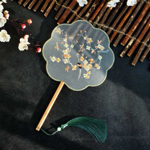 Produits de style chinois Broderie de style chinois classique Cheongsam Catwalk Éventail circulaire à long manche Hanfu Double face Antique Cadeau Photo Match