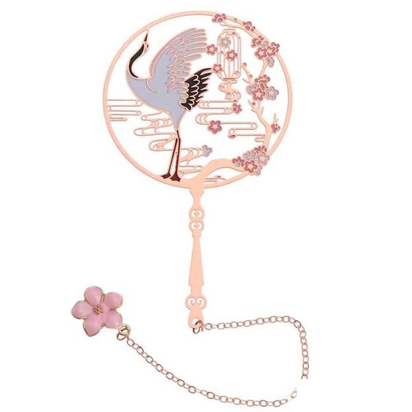 Produits de style chinois Produits de style chinois Rétro Métal Gland Pendentif Pagination Mark Groupe Fan Forme Laiton Signet Livre R230728 D Dhj4G