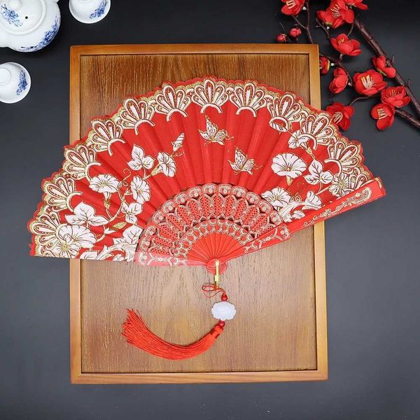Produits de style chinois Style chinois Été pliant ventilateur en plastique poignée en plastique ventilateur décoratif rétro vintage accessoires de danse exquise
