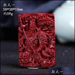 Produits de style chinois Pendentif cinabre violet or sable mâle Guan Gong marque Yuguan deuxième maître minéral collier pierre bijoux goutte livraison
