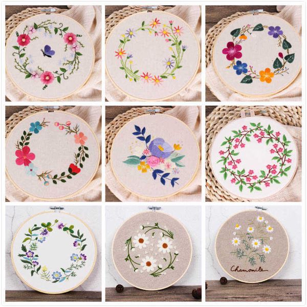 Productos de estilo chino DIY patrón de flores fácil bordado con aro para principiantes kits de costura punto de cruz arte artesanía pintura decoración del hogar