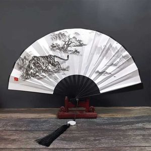 Produits de style chinois Doublées de tissu imprimé ventilateur de main chinois Fan pliant ventilateur
