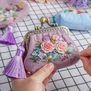 Produits de style chinois broderie de fleurs de ruban bricolage sacs portefeuille sac à main