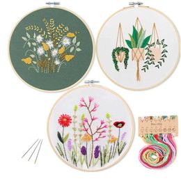 Productos de estilo chino, iniciador de bordado con patrón e instrucciones, manualidades, conjunto de punto de cruz, Kits de bordado estampado de plantas y flores