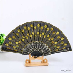 Chinese Stijl Producten Mode Dans Fan Vintage Stijl Vouwen Bruiloft Hand Fan Bling Pailletten Staart Vouwen Fan Art Craft Gift Home Decor R230728