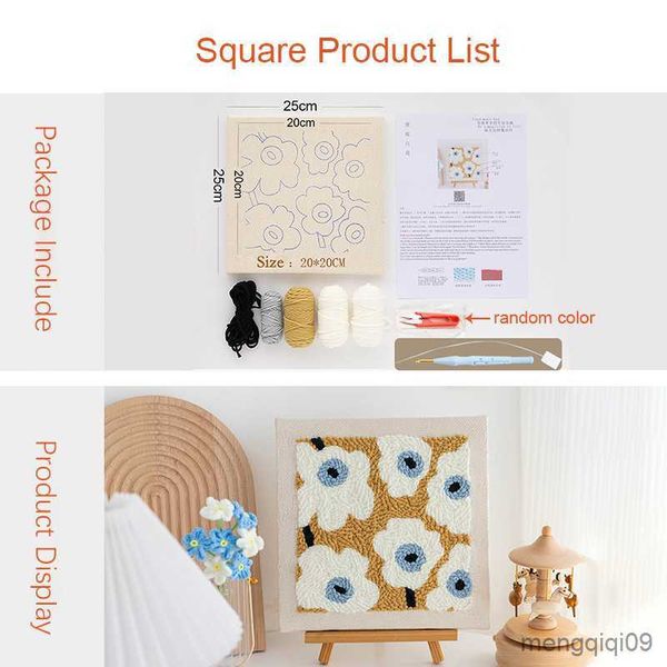 Produits de style chinois Floral Punch Needle Paysage Tapis Fil Crochet Débutant avec Broderie Punch Pen pour Enfants Adultes Artisanat Art Cadeau R230803