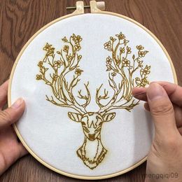 Produkte im chinesischen Stil, Waldhirsch mit Blumen-Stickerei, DIY-Handarbeit, zarte Handarbeit für Anfänger, Kreuzstich-Kunsthandwerk (mit R230804).