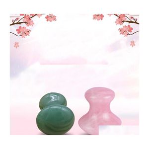 Produits de style chinois Mas Stones Rocks Natural Rose Quartz Green Aventurine Champignon Forme Gua Sha Guasha Scra Tool Board Pour Relax Dhofu