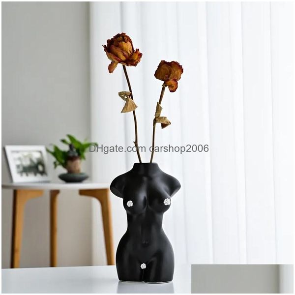 Produits de style chinois Vases en céramique modernes pour accessoires de décoration intérieure Couleur décorative Corps Vase à fleurs Livraison directe Arts de jardin Cr Dhvj9