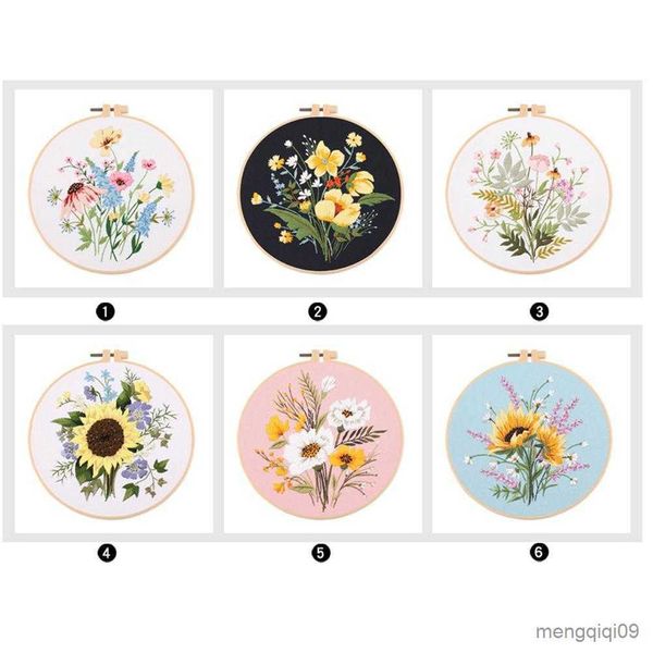 Produits de style chinois NOUVEAU Diy Flower Pattern Broderie avec cerceau brodé Kits de point de croix faits à la main pour Craft Lover R230803