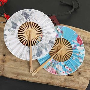 Produits de style chinois Nouveau Sakura Flower Pocket Folding Hand Fan Round Circle Party Decor Cadeau Bamboo Windmill Folding Fan Chinese Fans