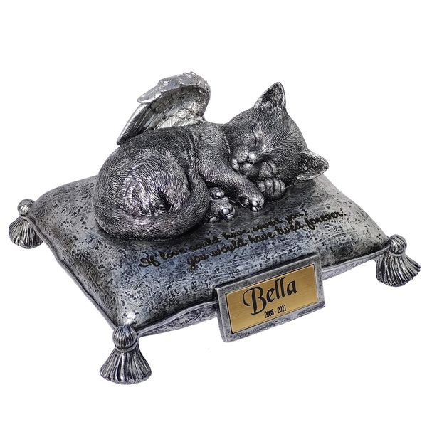 Produits de style chinois urne de chat personnalisée ange céleste dormant sur l'oreiller crémation petit animal statue commémorative 230130