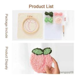 Produits de style chinois Punch Needle Coasters Kits de broderie avec fil DIY Tapis floral pour débutant Point de croix Tapis Hooking Design Set R230803