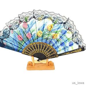 Chinese Stijl Producten Spaanse stijl Hand Fan Decoratief Ontwerp Pioenbloem Kant Dans Fan Rekwisieten Kant Chinese stijl Vouwventilator R230728