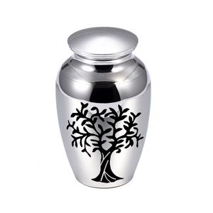 Productos de estilo chino Urnas de árbol de la vida para cenizas humanas Cremación Mini recuerdo Aleación de aluminio Memorial Holderging bag 230130