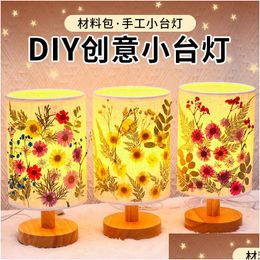 Lampe de Table à fleurs séchées faites à la main, produits de Style chinois, paquet de matériel de bricolage, lanterne à pression, veilleuse, ornements pour enfants. Dr Dhsnf