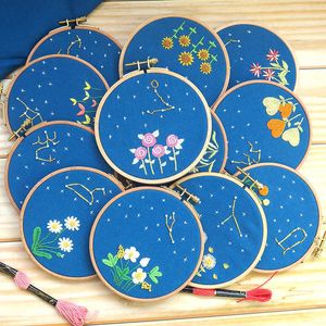 Produits de Style chinois zodiaque bleu nuit broderie broderies Horoscope aiguille pour débutant point de croix