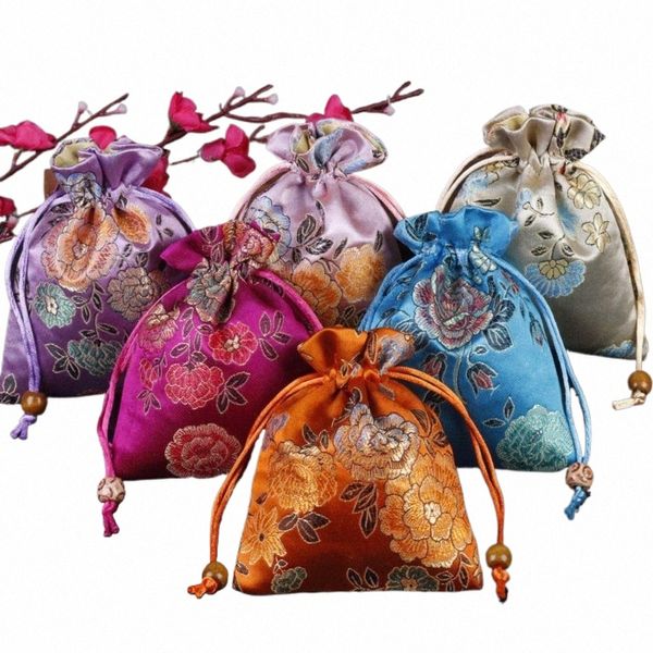 Style chinois rétro broderie Fr cordon sucre sac Fr sac à main sac cadeau style ethnique bijoux sac de rangement porte-monnaie m6ww #