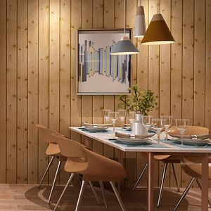 Chinese stijl retro hout streep pvc behang moderne 3d woonkamer studie oudere kamer home decor waterdichte muur papieren rollen 3D