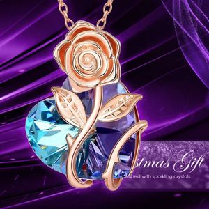 Chinese stijl Rose Wrapped Love Crystal Pendant ketting