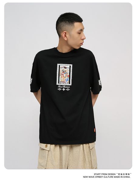 T-shirts pour hommes Style chinois à manches courtes Design d'impression Mode Lâche Hip Hop Couple