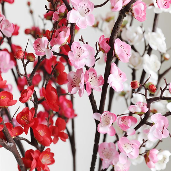 Fleurs artificielles simples de Style chinois, douces d'hiver, blanches, rouges, roses, disponibles pour la décoration de Table de maison et de mariage
