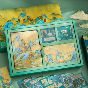 Estilo chino, miles de millas de ríos y montañas, juego de cuadernos, caja de regalo, libreta de estilo antiguo, cuaderno, regalo para personas