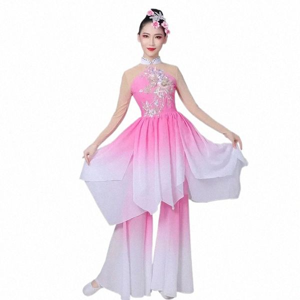 Style chinois Yangko Dance Hanfu Vêtements Danse classique folklorique chinoise Ancient Pink Yangko Wear Natial Square Dance s2LE #