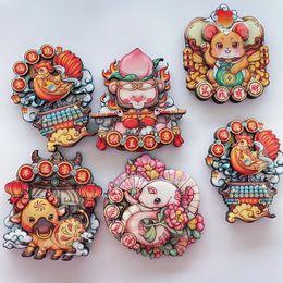 Pegatizas de refrigerador zodíaco estilo chino Animal creativo Magnético Pequeños regalos Decoración del hogar 240429