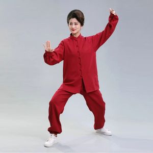 Chinese tai chi kung fu twinset voor vrouwen top en broek 2 stuks passen set boeddhistische sfeer zwarte rode thee -pauze stijl gezellige outfits 240514
