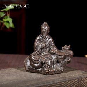 Mesa de té china Escultura hecha a mano Decoración Yixing Té de arcilla púrpura Adornos para mascotas Té Arte Decoración Artesanía Regalos de té personalizados 240110