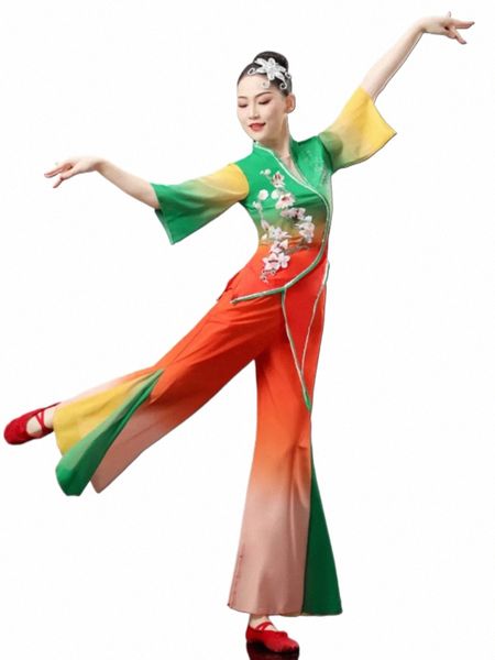 Costume de danse traditionnelle chinoise Fée Folk Dr Parapluie élégant Natal Yangko Costume de danse classique Fan Dance Stage g4fE #