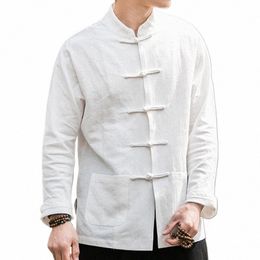 Chinese Traditial Dr Tai Chi Kung Fu Tang Pak Vintage Plus Size Cott Linnen Casual Shirt Mannen Kleding Marineblauw dunne Jas O1Ph #