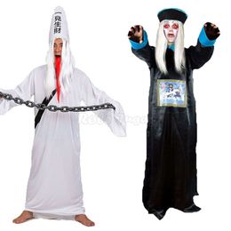 Chinese Traditionele Volwassen Ghost Festival Cosplay Halloween Party Taoïstische Zombie Rechter van de Hel Kostuum Aankleden C38X52