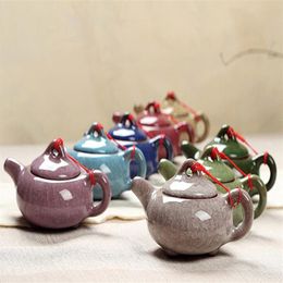 Tetera tradicional china con esmalte de hielo, juegos de té de diseño elegante, servicio de tetera roja de China, regalos creativos 2021262U