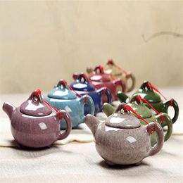 Tetera tradicional china con esmalte de hielo, juegos de té de diseño elegante, servicio de tetera roja de China, regalos creativos 2021339G