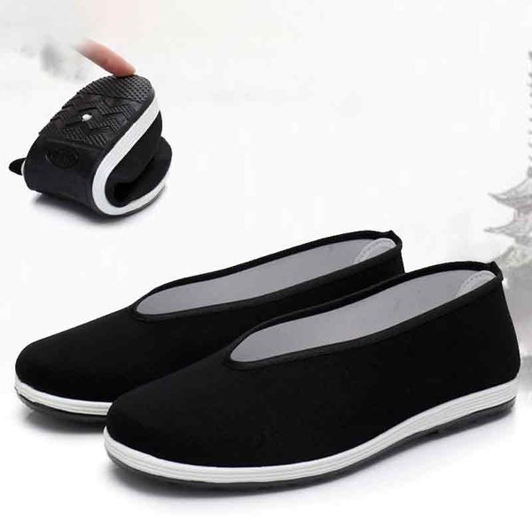 Chaussures traditionnelles arts martiaux Chaussures hommes Kung Fu Wing Chun Tai-Chi Wushu Black Cloth Old Beijing Casual Shoes Sport Sneaker