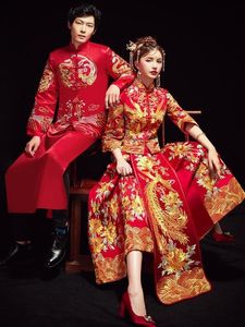Costume traditionnel traditionnel chinois qipao robe formelle rouge royal mariage cheongsam style costume mariée vintage