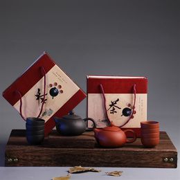 Service à thé de voyage traditionnel chinois argile violette service à thé Kung Fu tasse à thé tasse paquet théière cadeau en céramique avec boîte-cadeau272m