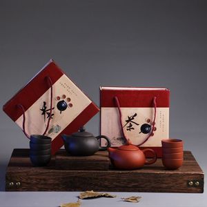 Chinese Traditionele Reizen Theeservies Paarse Kung Fu Theeservies Theekop Mok Pakket Keramische Geschenktheepot met Giftbox3201