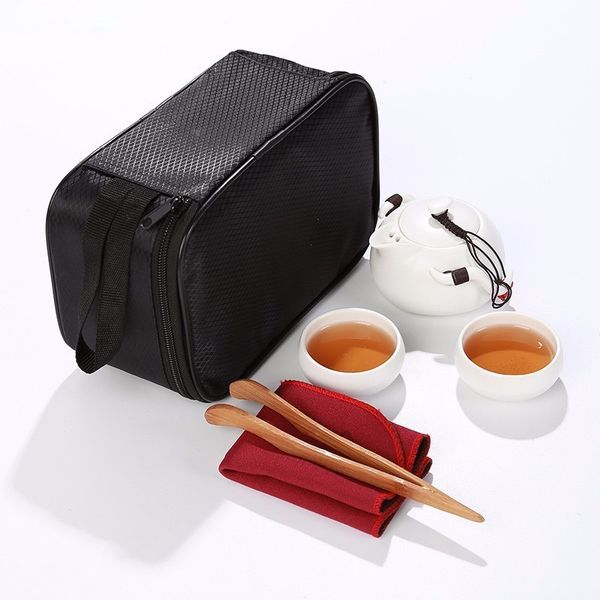 Voyage chinois Kung Fu Tea Set Ceramic Portable Teapot Porcelain Teaset Gaiwan Tas de thé de thé à thé avec sac de voyage avec sac de voyage