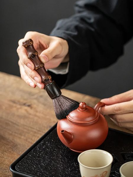 Cepillo de té de bambú Vintage chino, pluma de té, Teaware, ceremonia del té, Kung Fu Puer, cepillo de té verde, no pierde Herramientas de Limpieza del cabello 240118