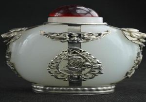 Chinese Vintage Collectibles Handwerk Witte Jade Gepantserde Draak Leo Snuff Bottle9247508